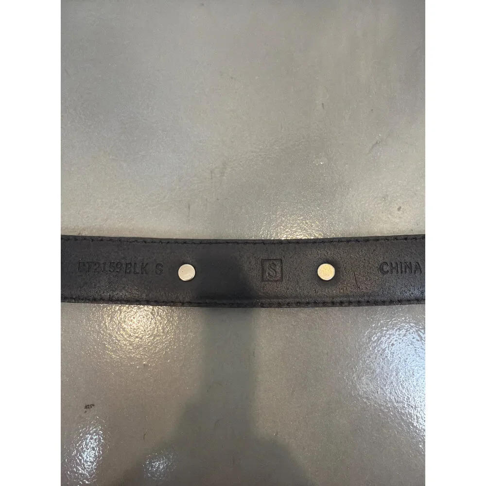 Fossil Western Concho Belt Black Leather Silver Buckle Small